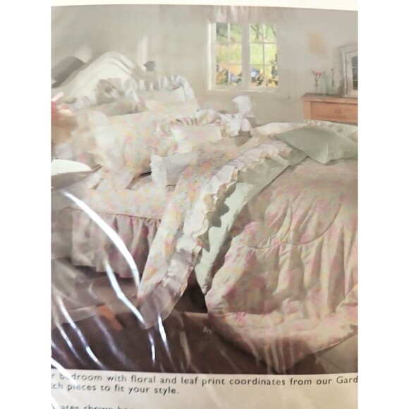 Vtg Garden Estates Sarah Twin Bedding Pink Romantic Spring Floral Eyelet Lace - Picture 9 of 12